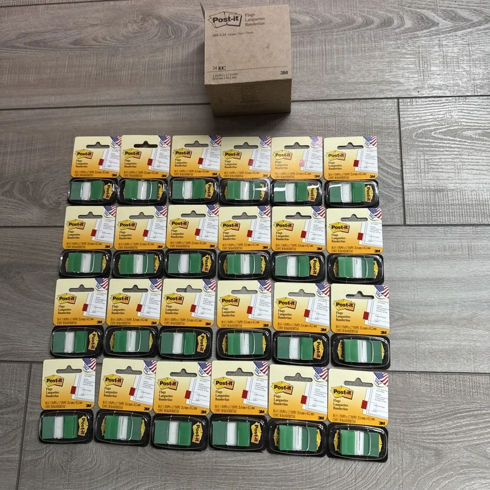 24 Pack Green Post-it Standard Page Flags in Dispenser  1